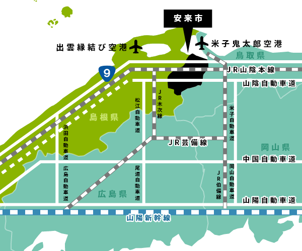安来市の路線図